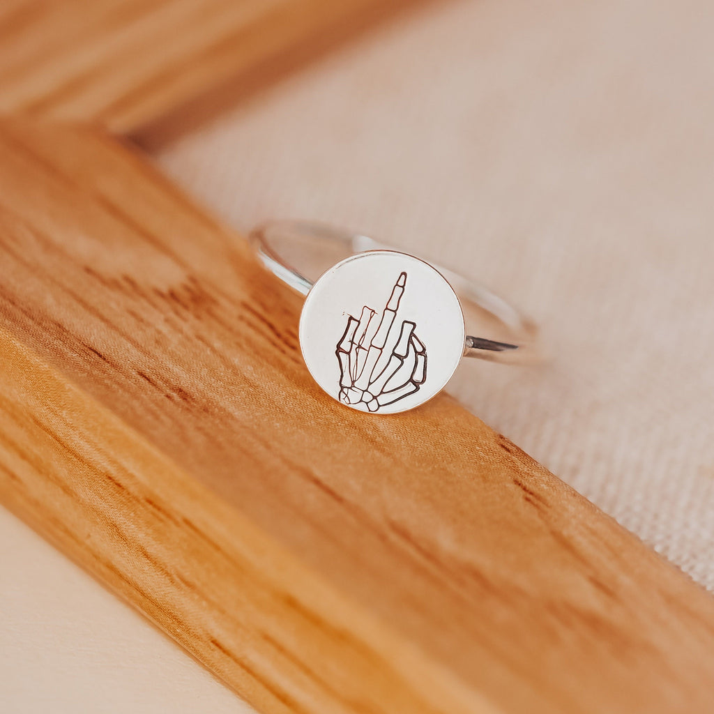 Middle Finger Dainty Skeleton Ring
