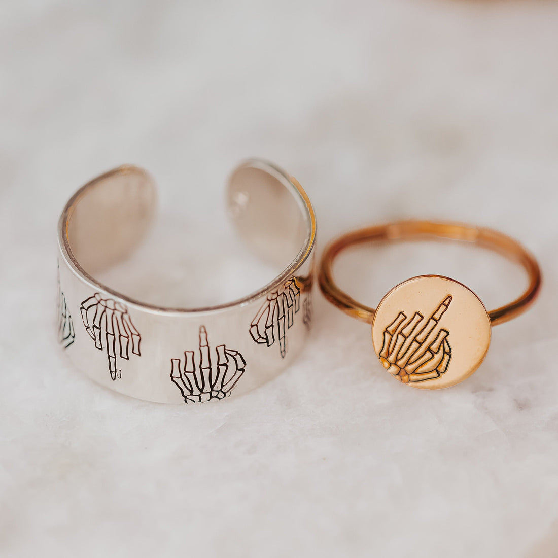 Middle Finger Dainty Skeleton Ring