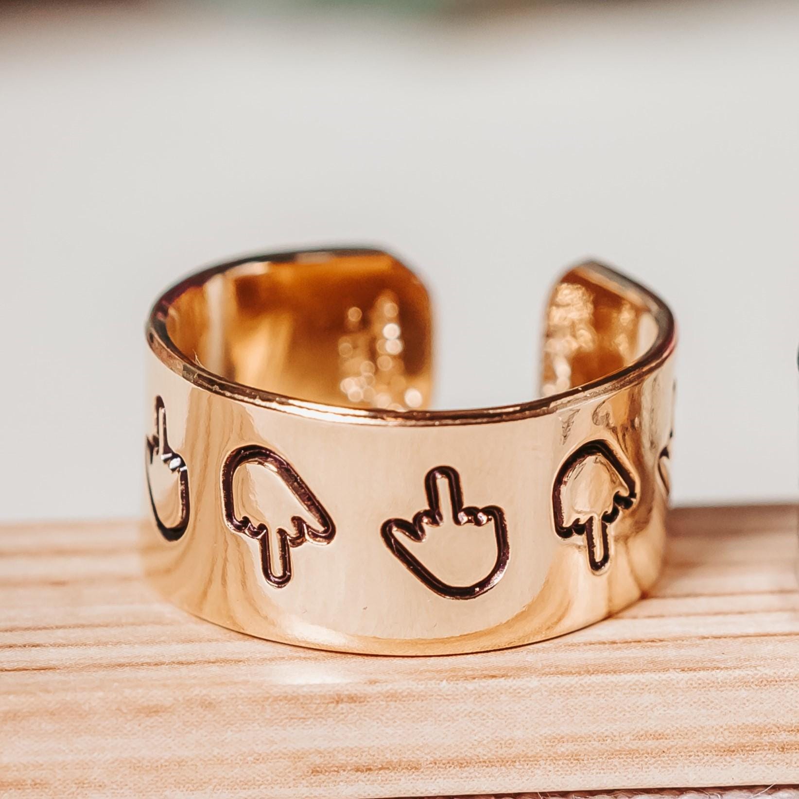 Middle Finger Wide Band Ring