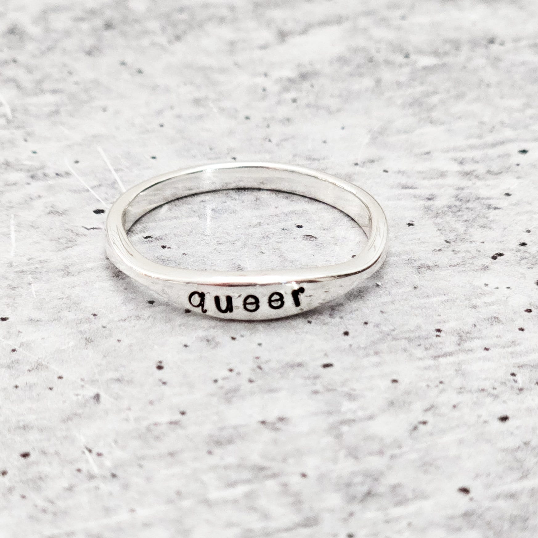 QUEER Dainty Gold Plated or Sterling Silver Ring