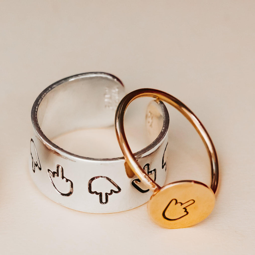 Middle Finger Wide Band Ring