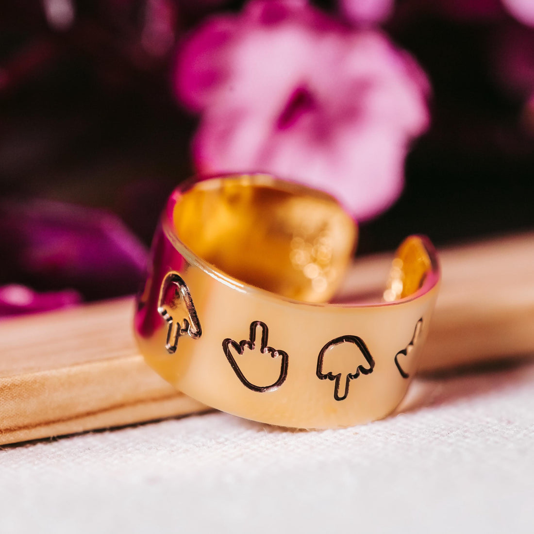 Middle Finger Wide Band Ring