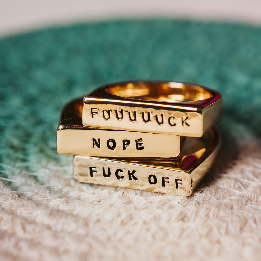 FUCK OFF Gold or Silver Flat Top Ring