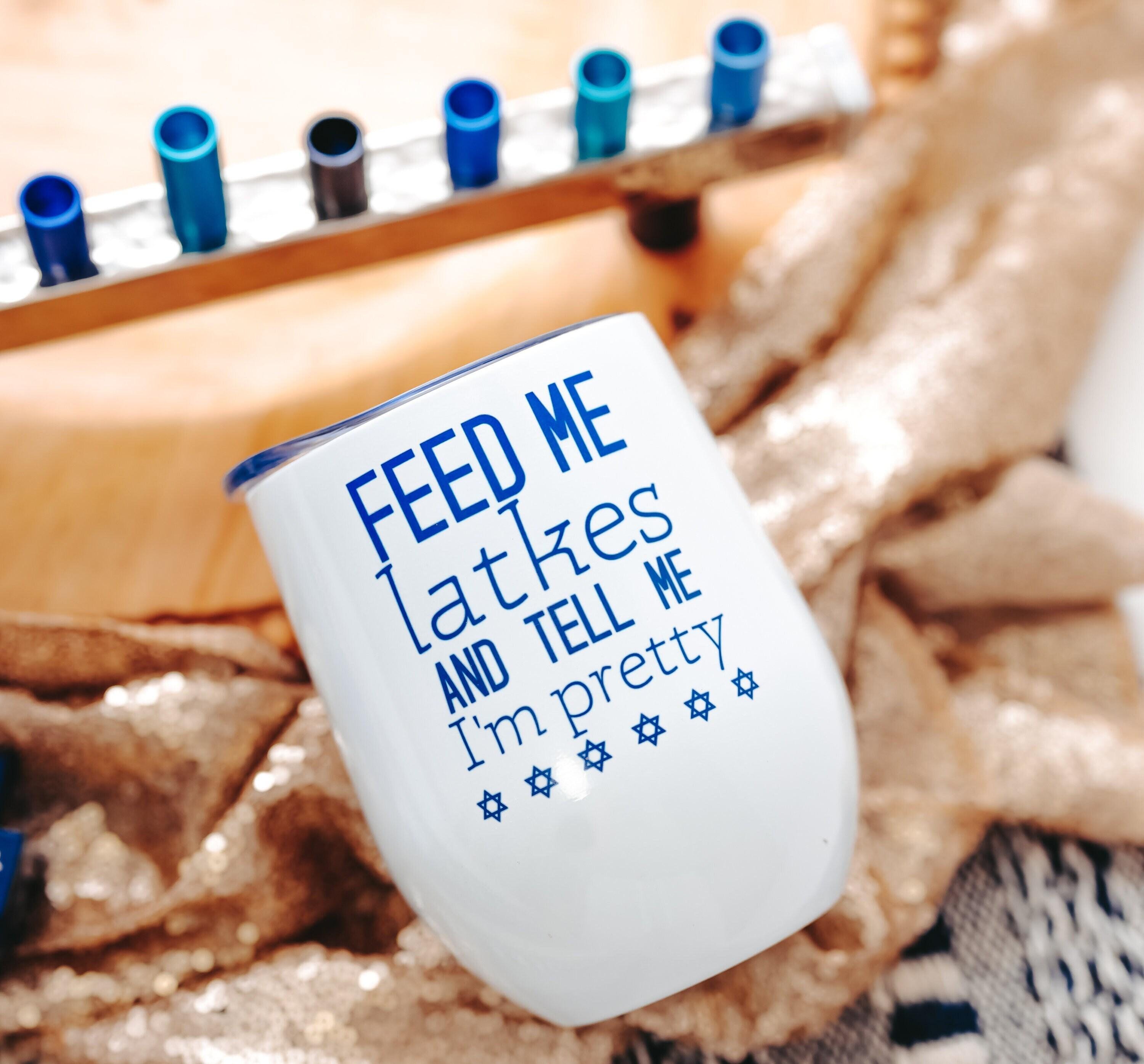 White Stainless Steel Chanukah Wine Tumbler - Rollin with Homies - Image 2