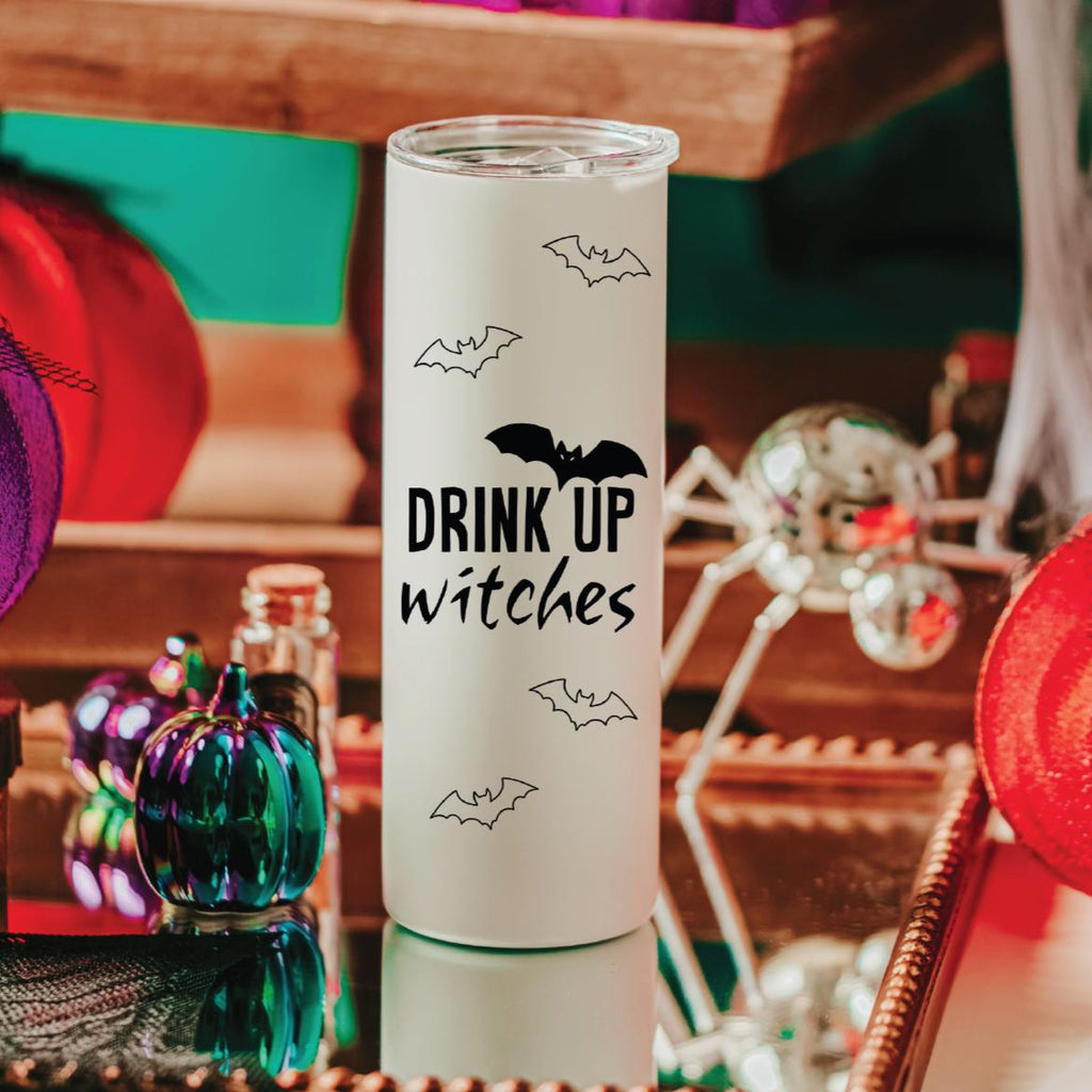 Drink Up Witches Funny Glow in the Dark Halloween Tumbler