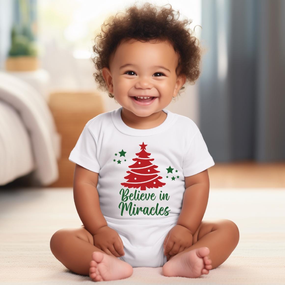 Believe in Miracles Christmas Baby Bodysuit