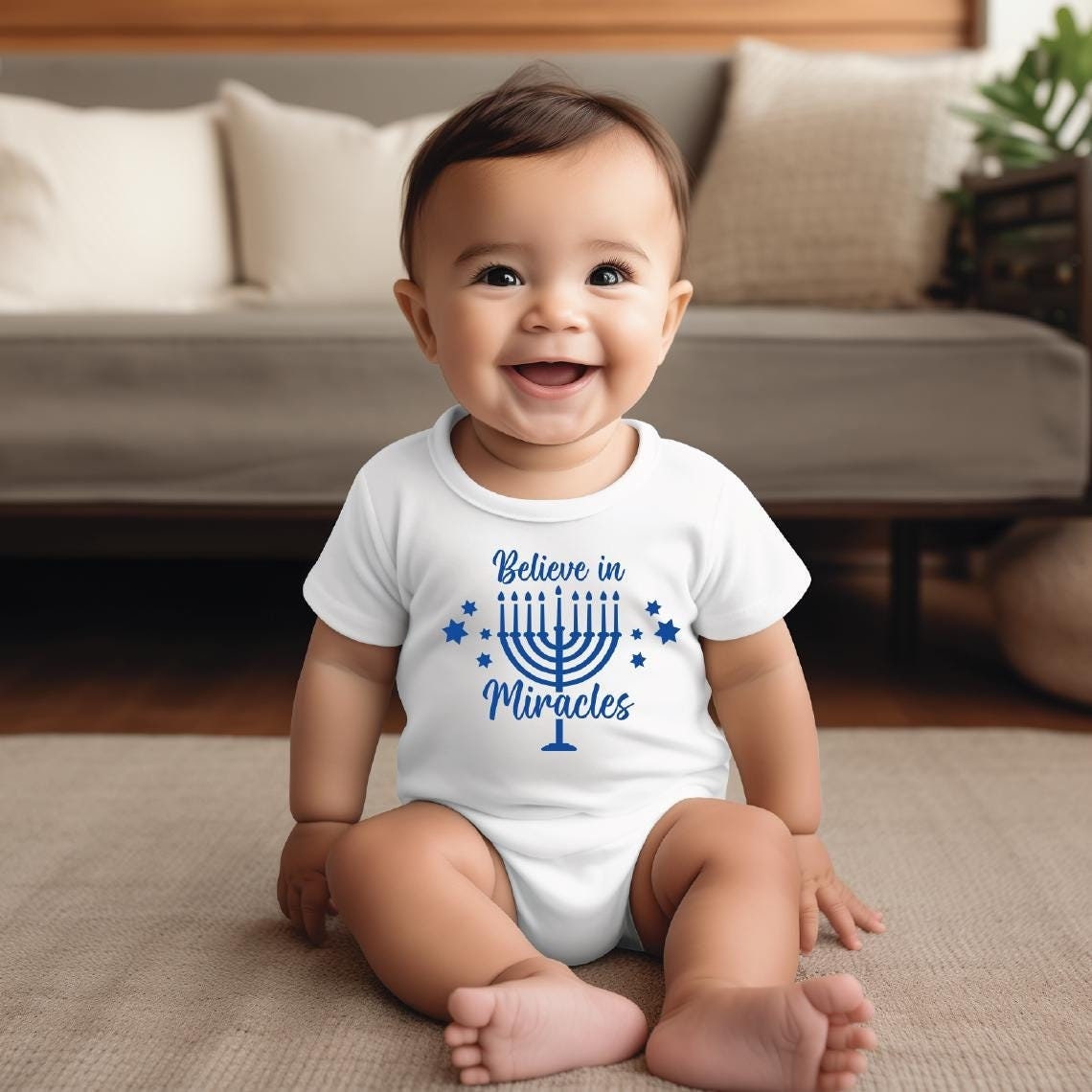 Believe in Miracles Chanukah Baby Bodysuit