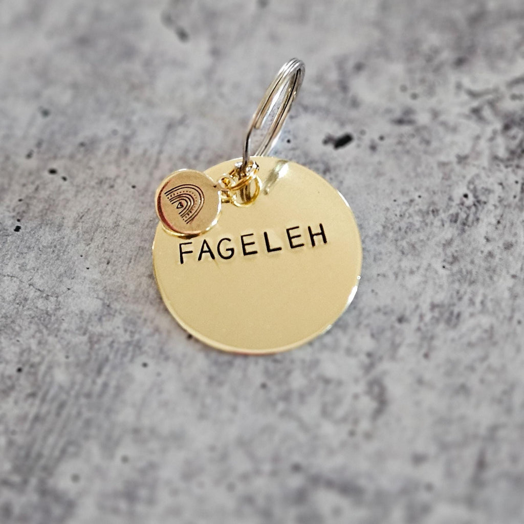 Fageleh Hand Stamped Brass Keychain for LGBTQ