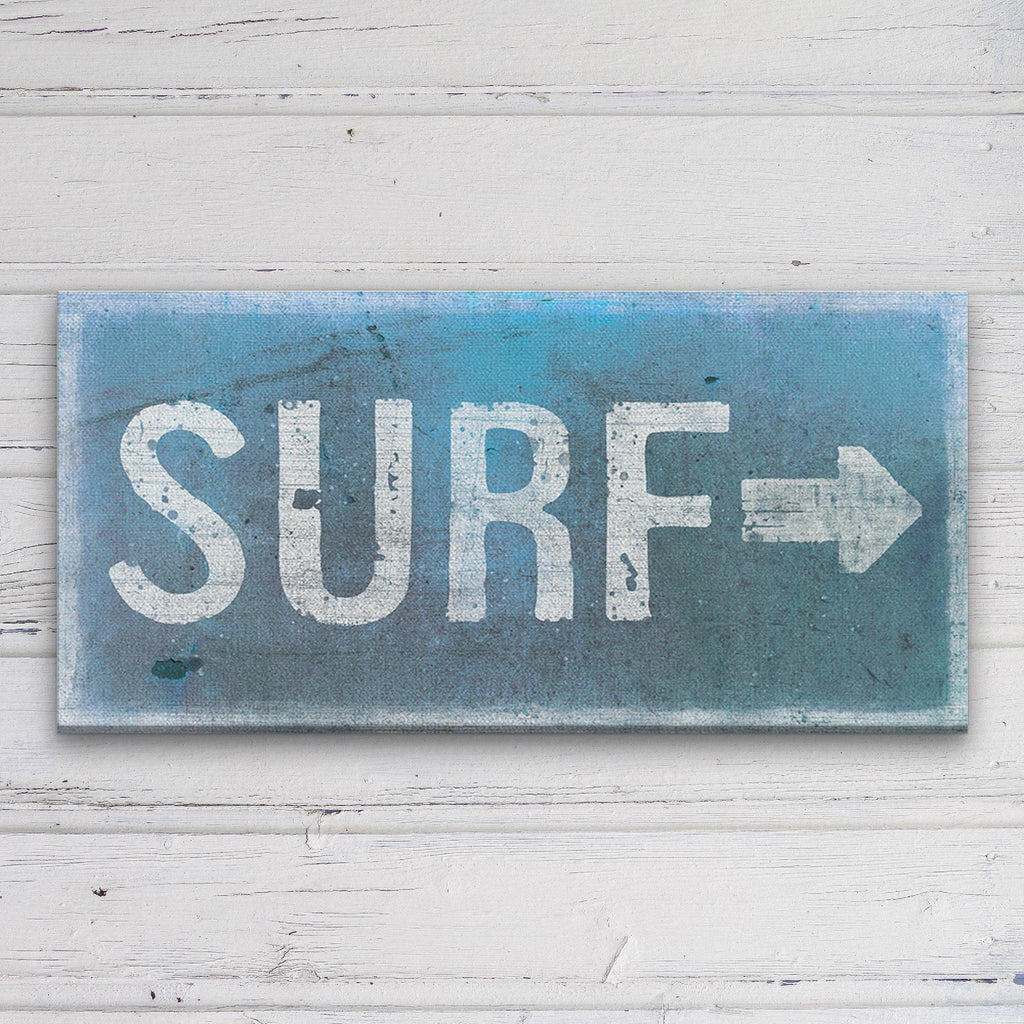 Distressed Surf Shack Canvas Sign Coastal Wall Decor Teal & Coral