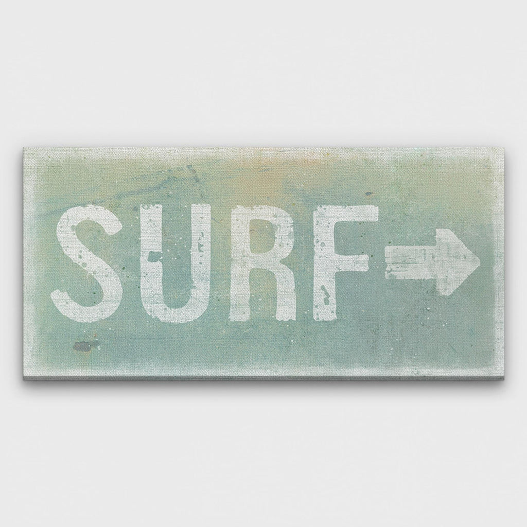 Distressed Surf Shack Canvas Sign Coastal Wall Decor Teal & Coral