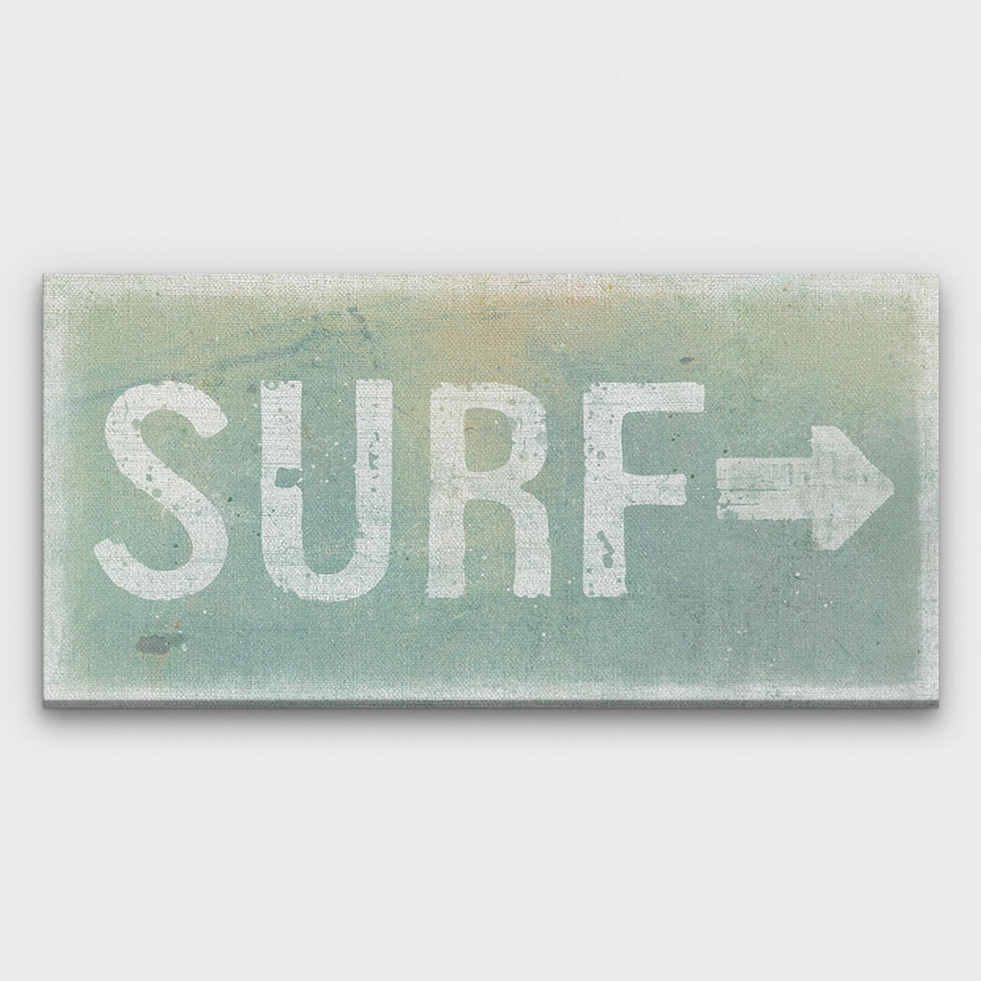 Distressed Surf Shack Canvas Sign Coastal Wall Decor Teal & Coral