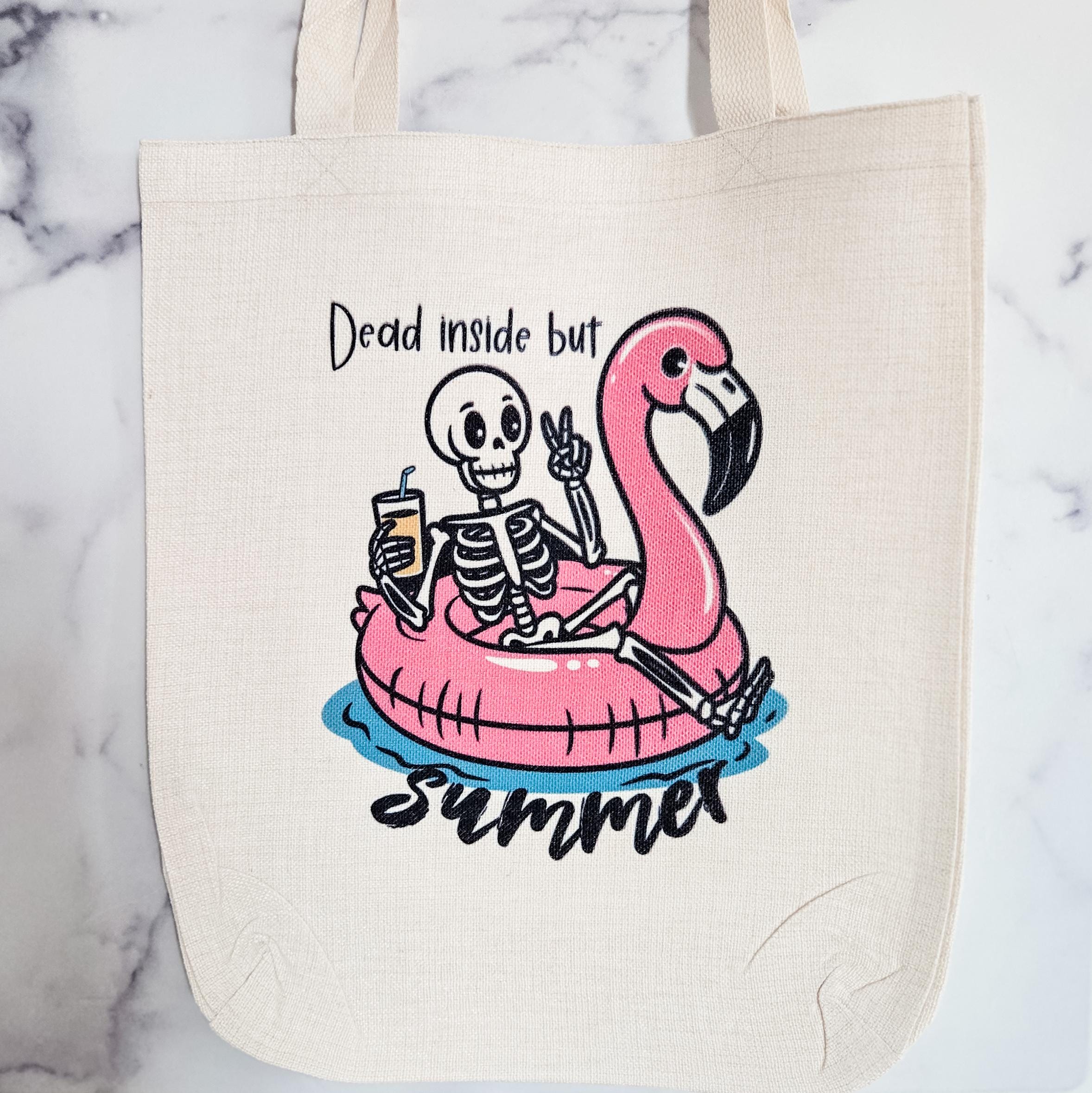Funny Teacher Summer Tote, Dead Inside But Summer Beach bag