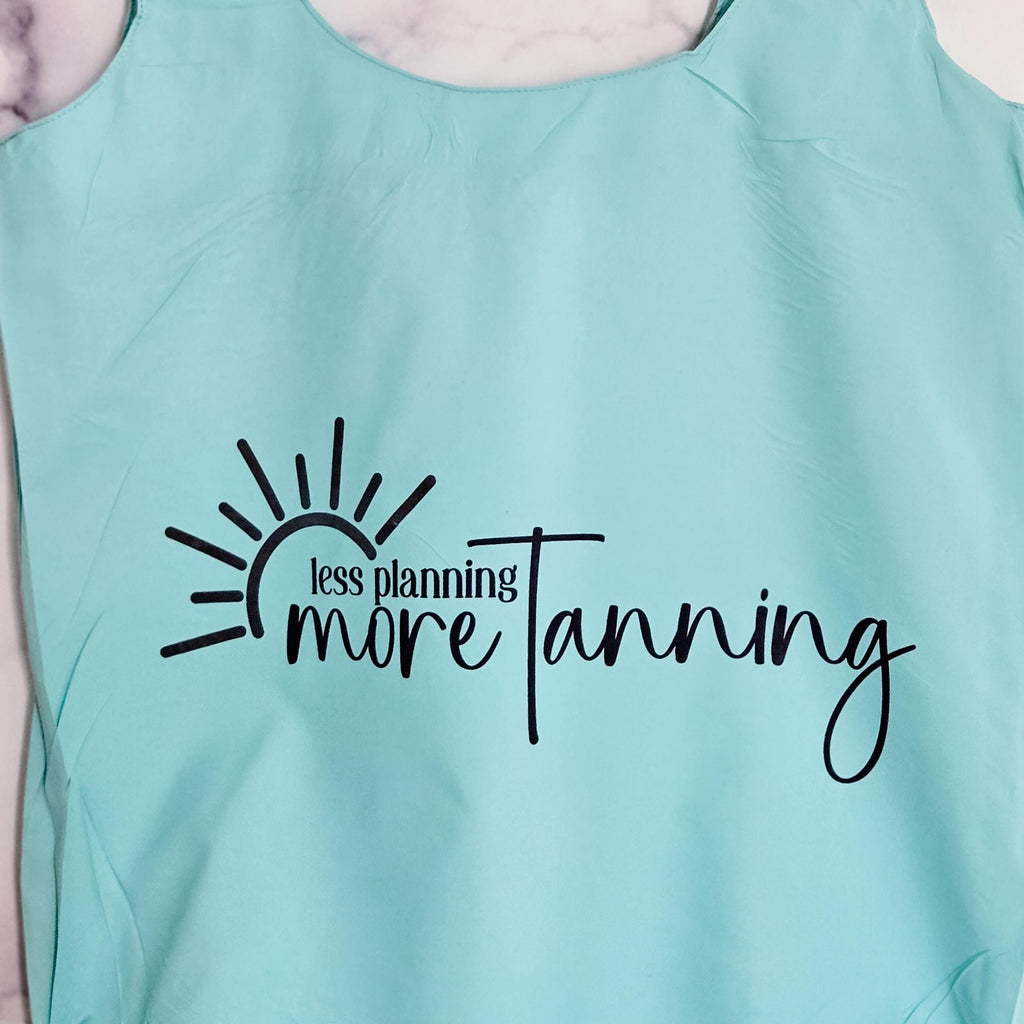 Funny Teacher Summer Beach Bag - Less Planning More Tanning Tote Bag