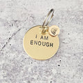 I AM ENOUGH Brass Keychain with Rainbow Emoji