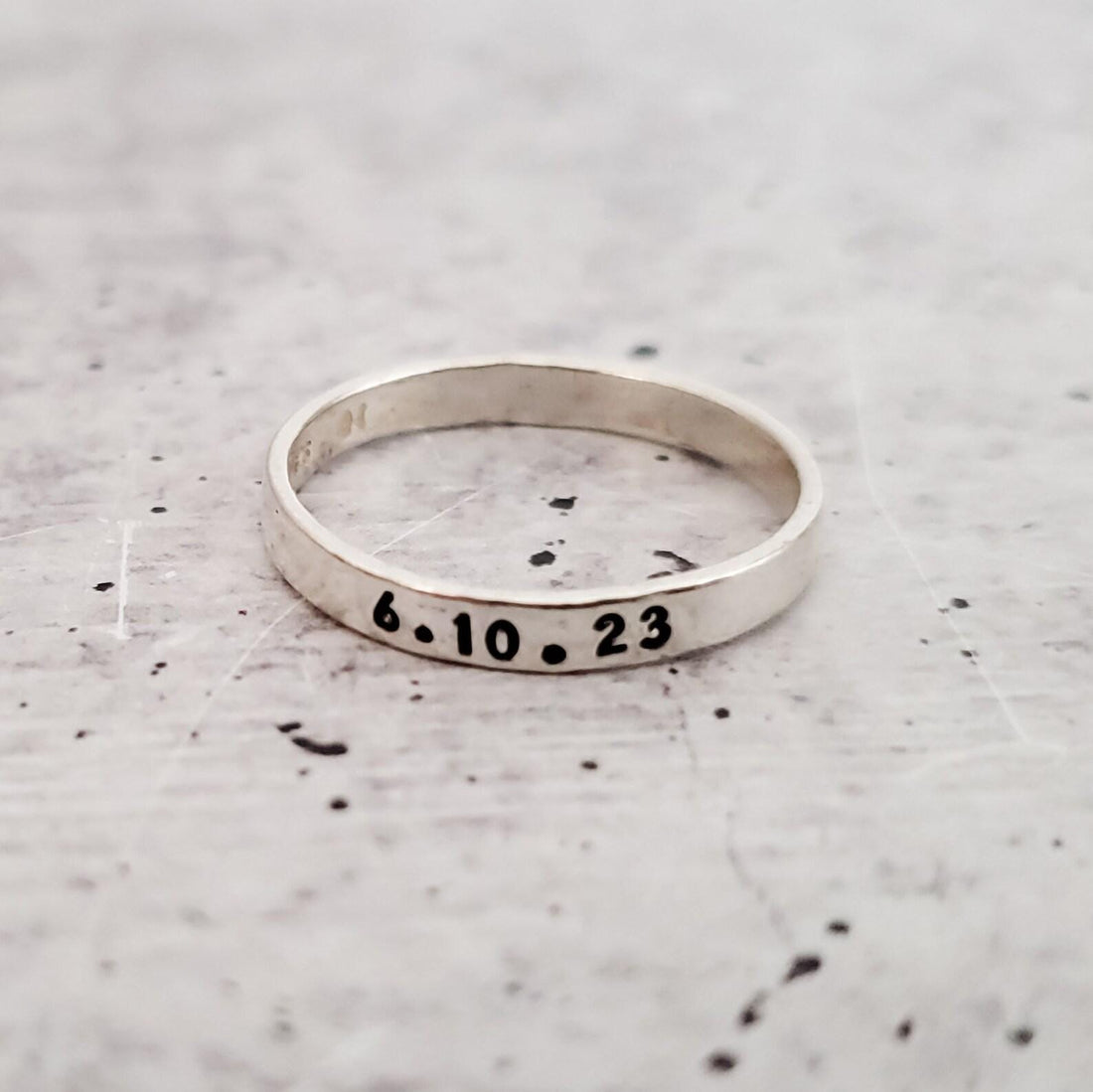 Personalized Sterling Silver Name Stacking Band Rings – Custom Word, Date or Initial Ring