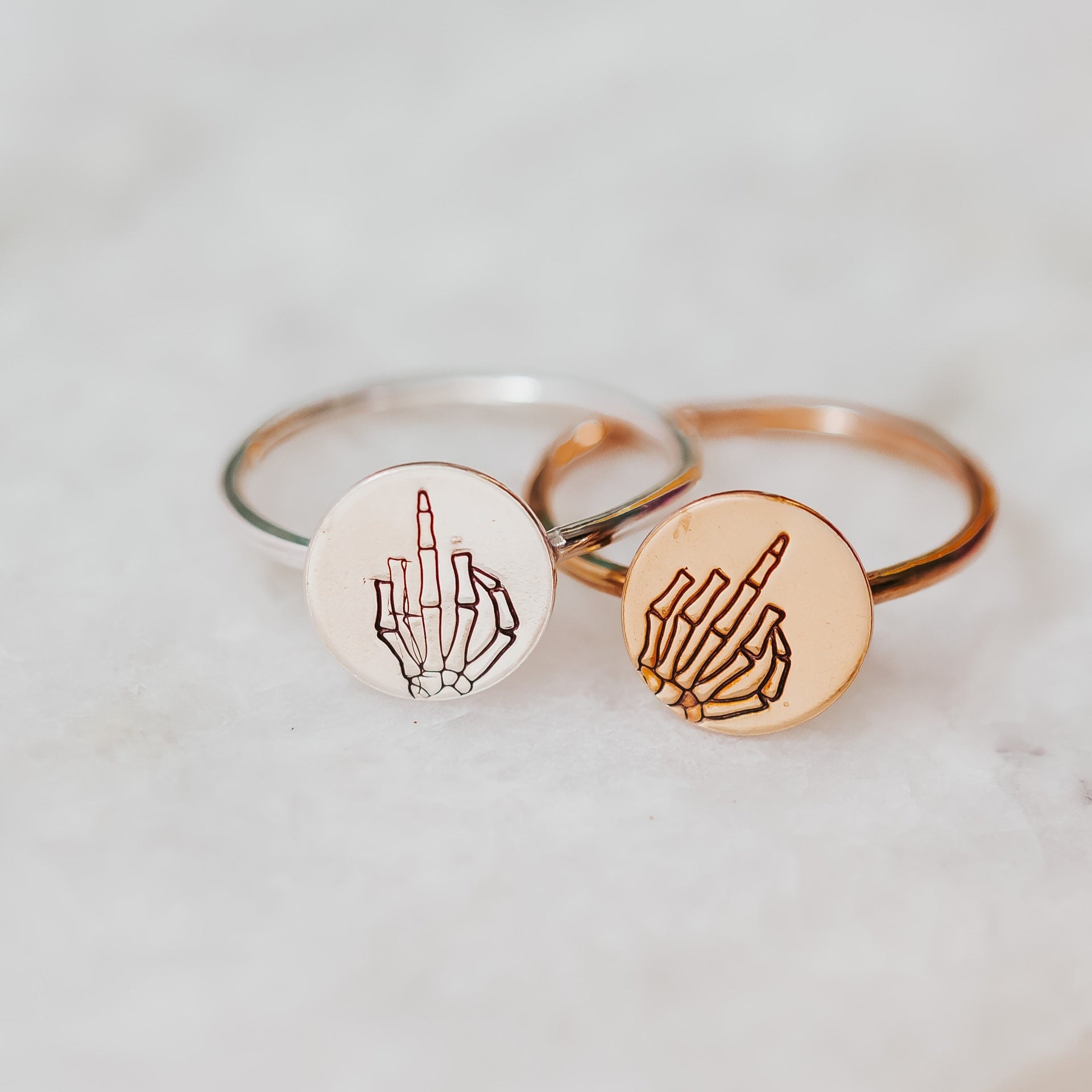 Middle Finger Dainty Skeleton Ring