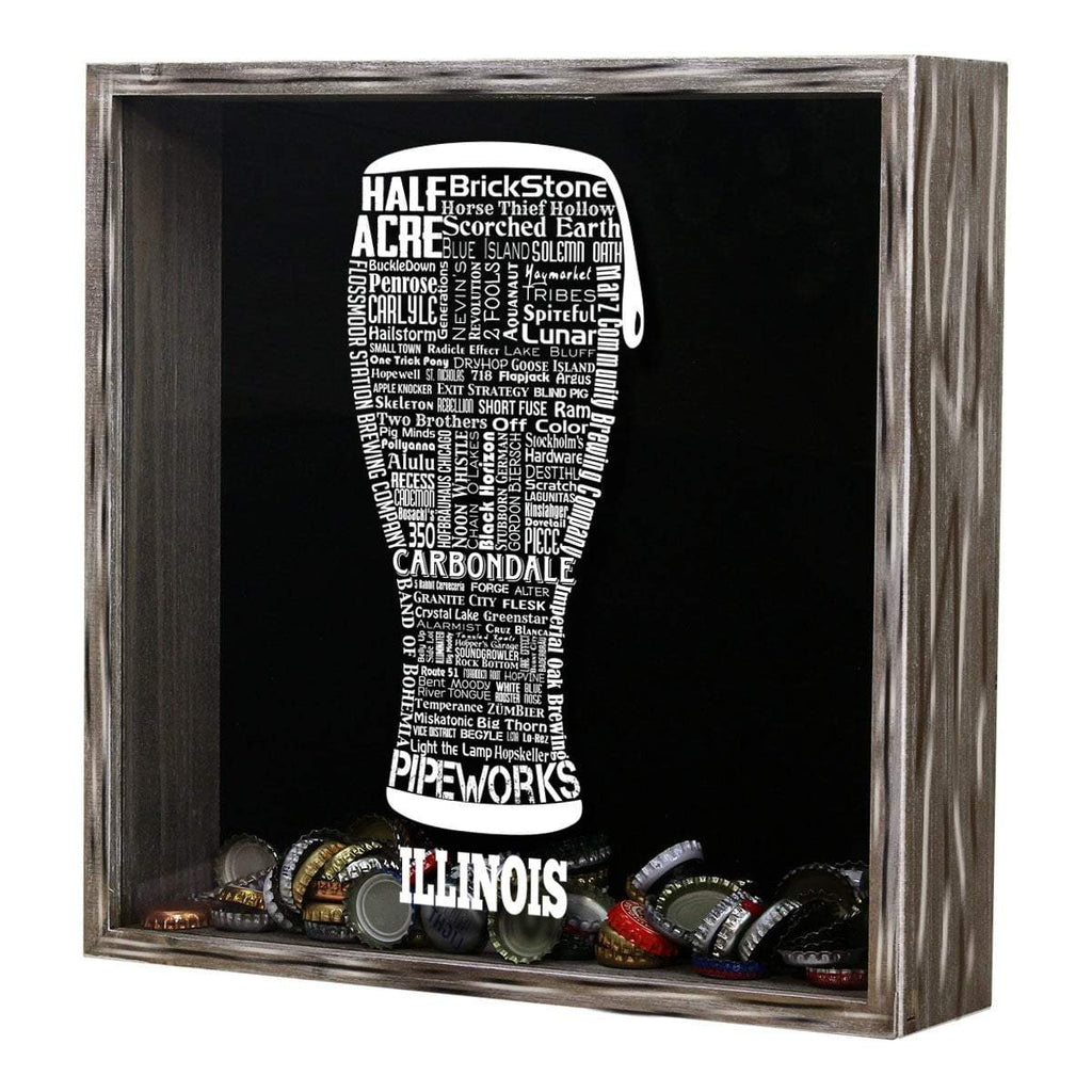 Illinois Beer Typography Shadow Box