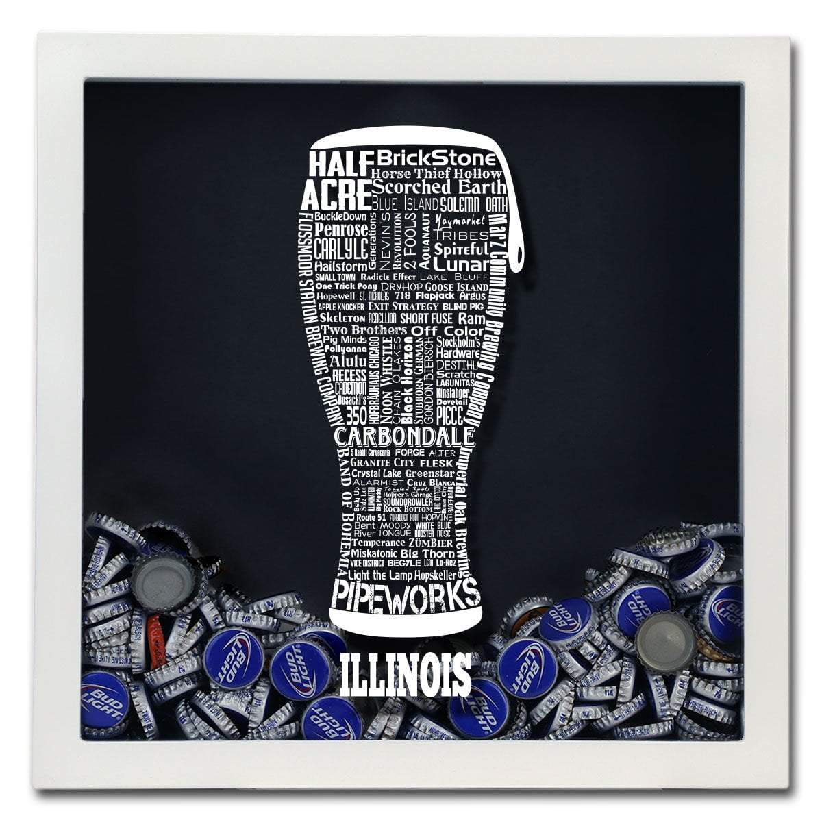 Illinois Beer Typography Shadow Box