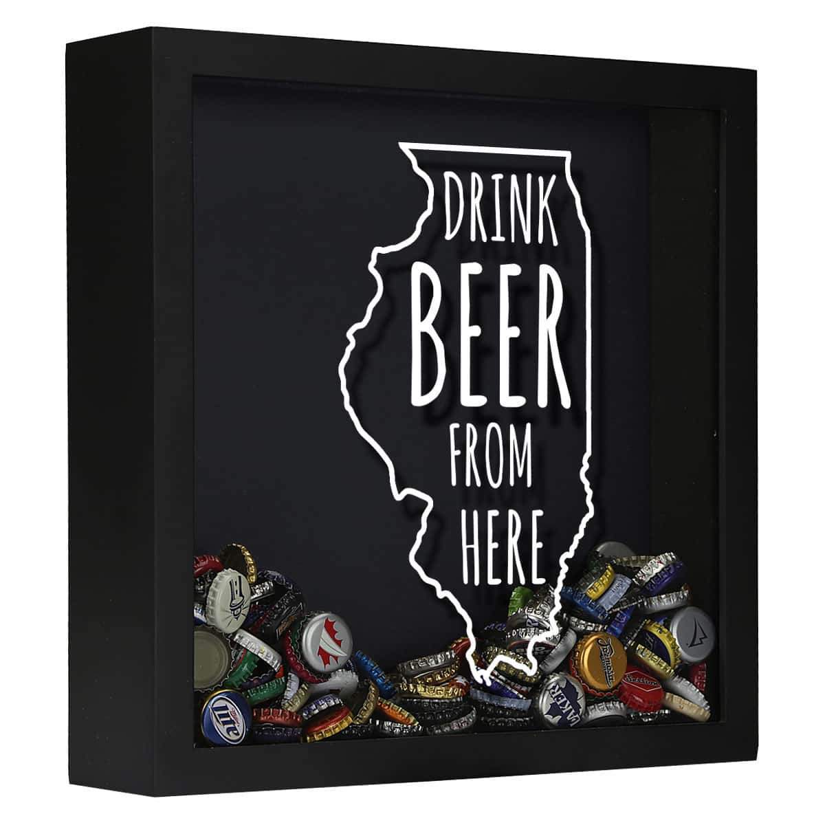 Illinois Drink Beer From Here Beer Cap Shadow Box