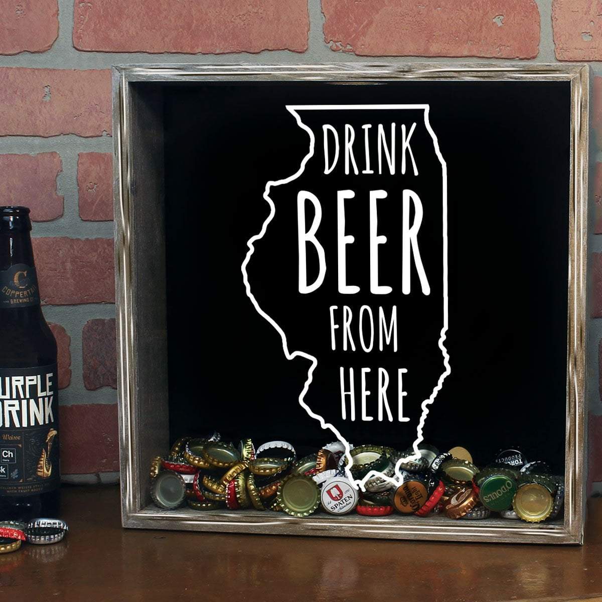Illinois Drink Beer From Here Beer Cap Shadow Box