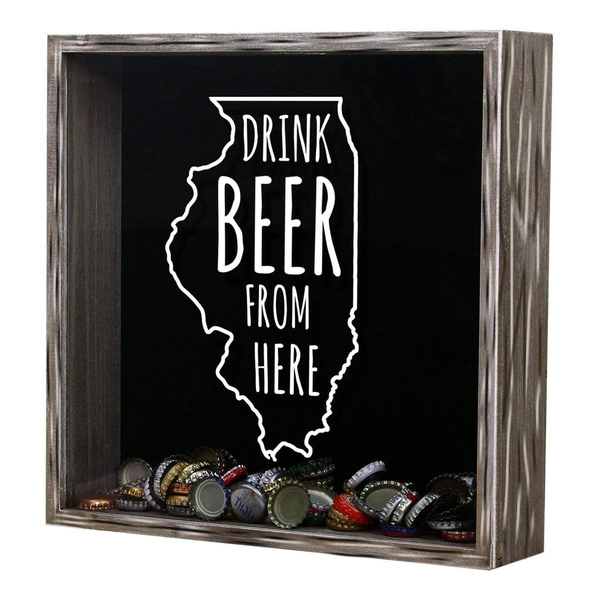 Illinois Drink Beer From Here Beer Cap Shadow Box