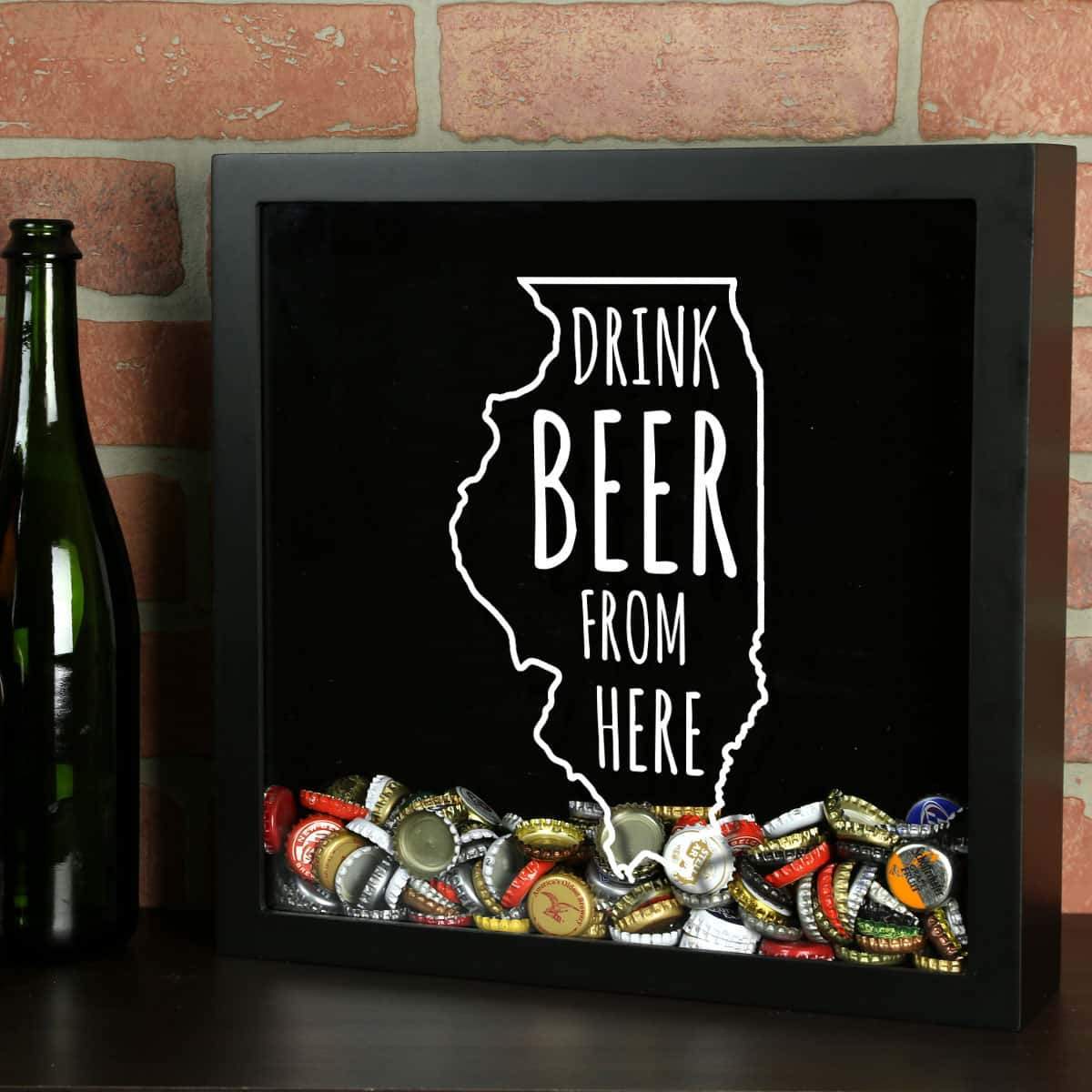 Illinois Drink Beer From Here Beer Cap Shadow Box