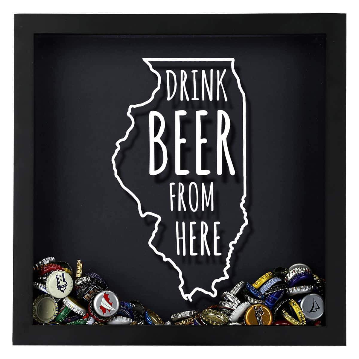 Illinois Drink Beer From Here Beer Cap Shadow Box