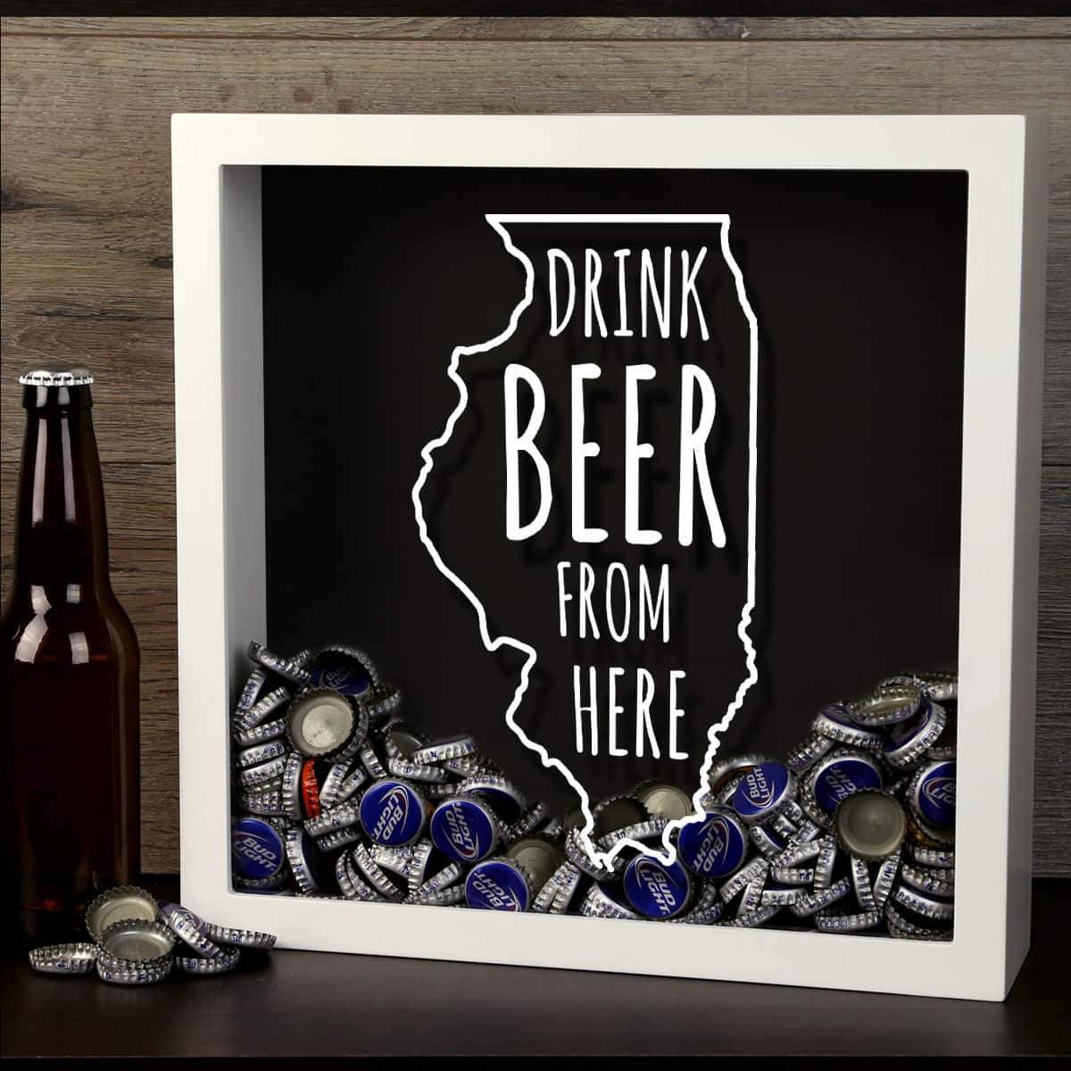 Illinois Drink Beer From Here Beer Cap Shadow Box