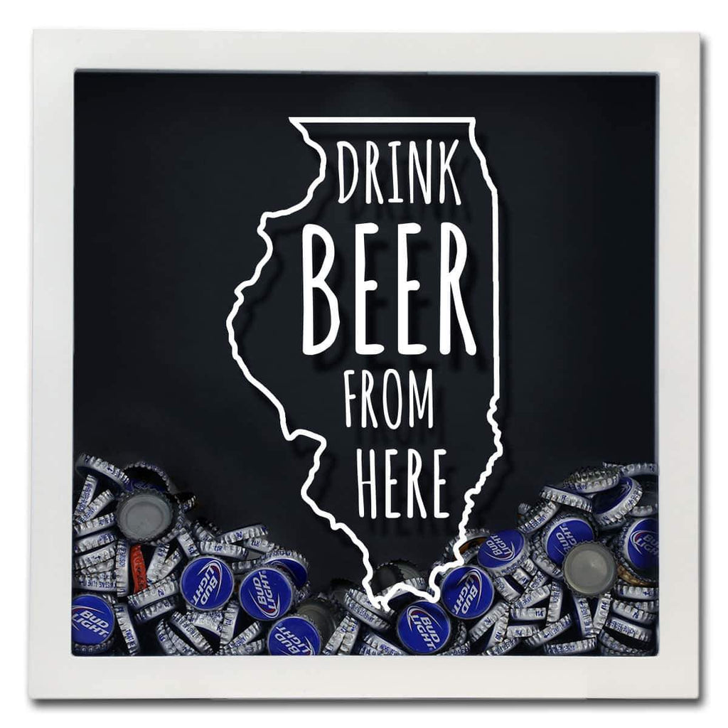 Illinois Drink Beer From Here Beer Cap Shadow Box