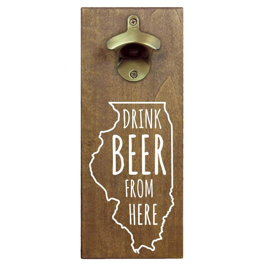 Illinois Drink Beer From Here Cap Catching Magnetic Bottle Openers