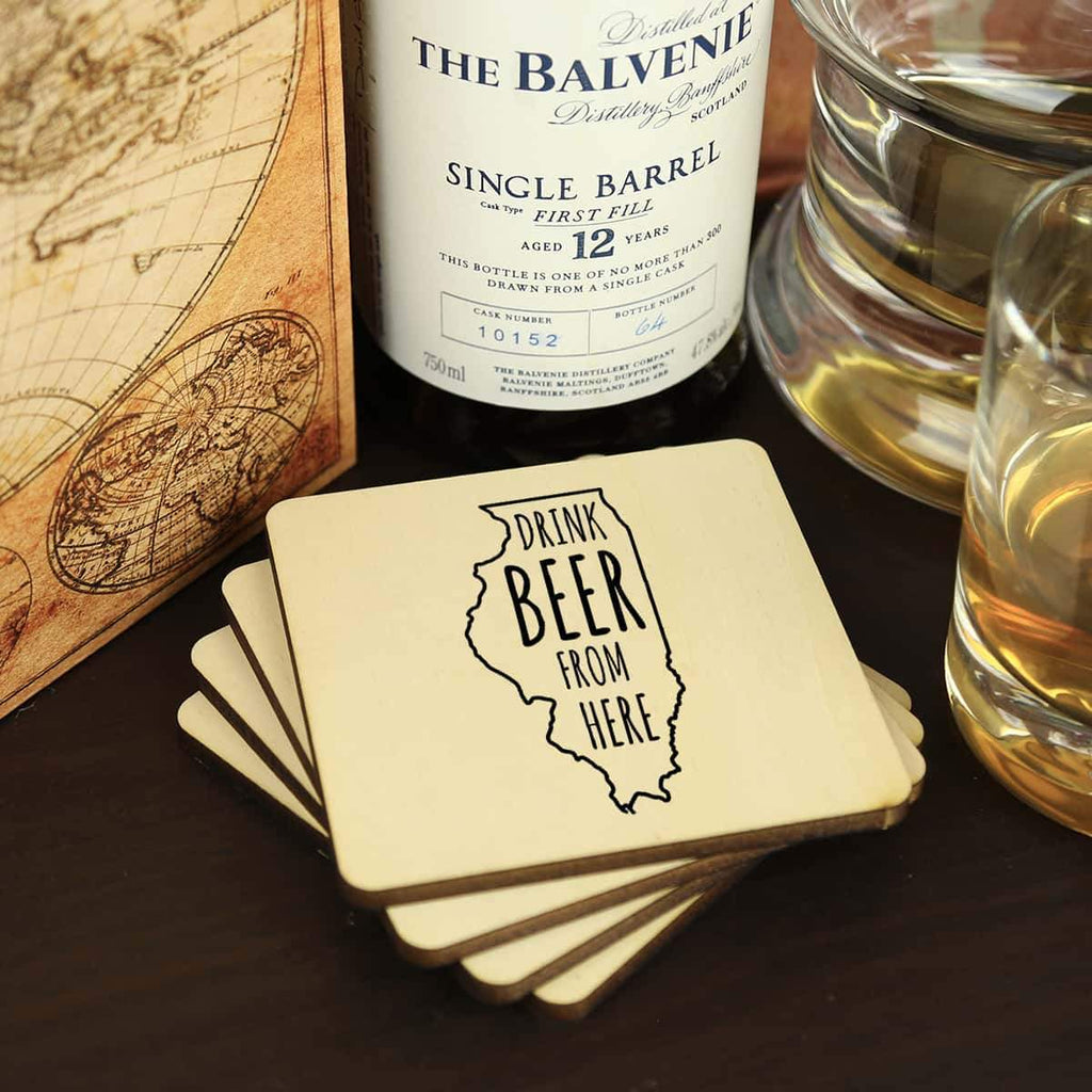 Illinois Drink Beer From Here Coasters