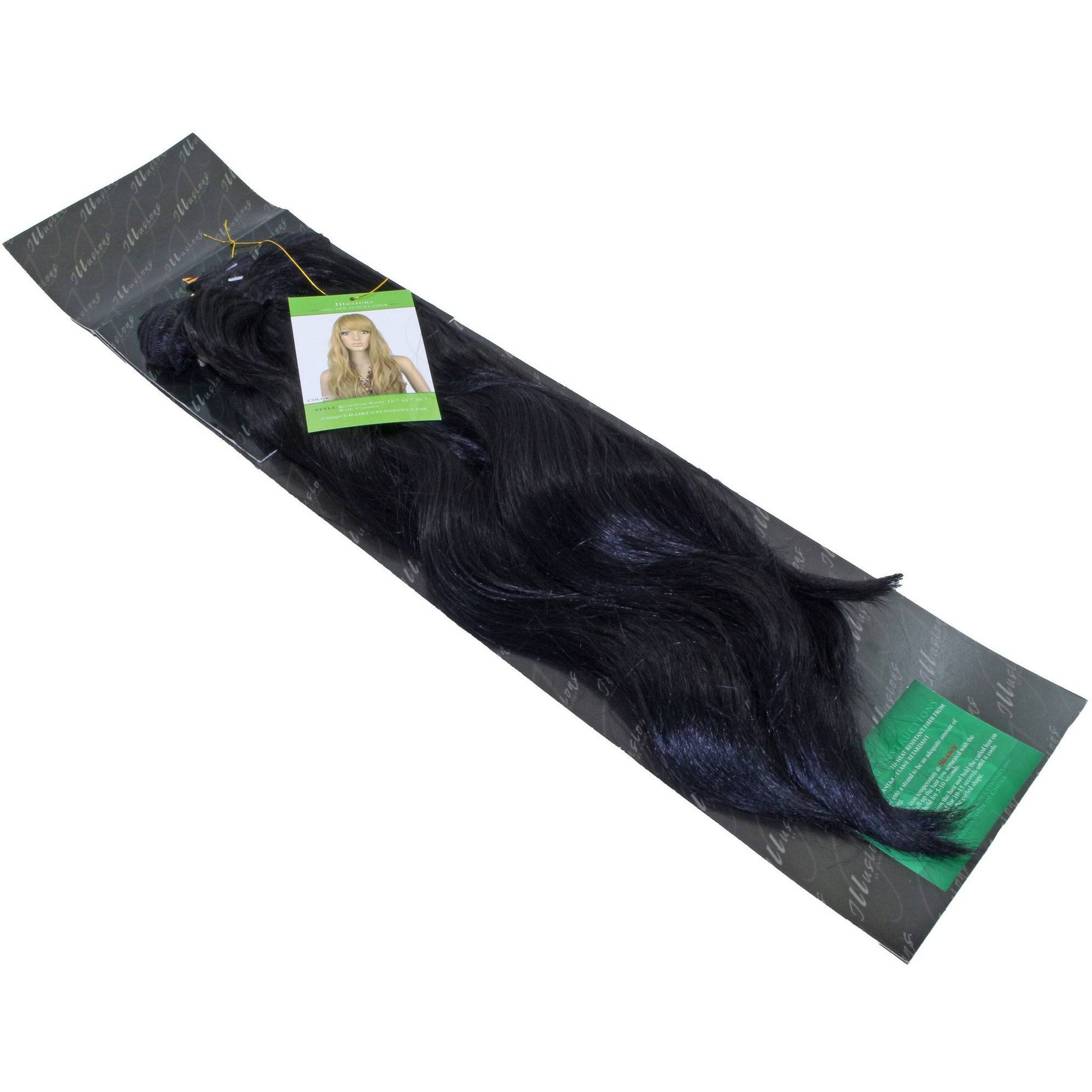 Illusions Brazilian Body Wave 3-piece bundle with matching closure in black