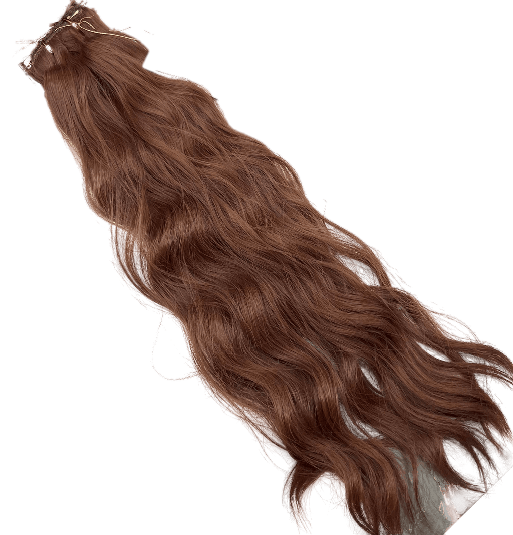 7 Piece Flamingo Clip-On Hair Extensions Blonde Dark-Brown Mix