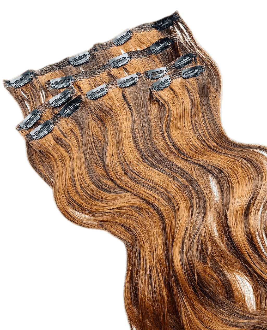 7 Piece Flamingo Clip-On Hair Extensions Blonde Dark-Brown Mix
