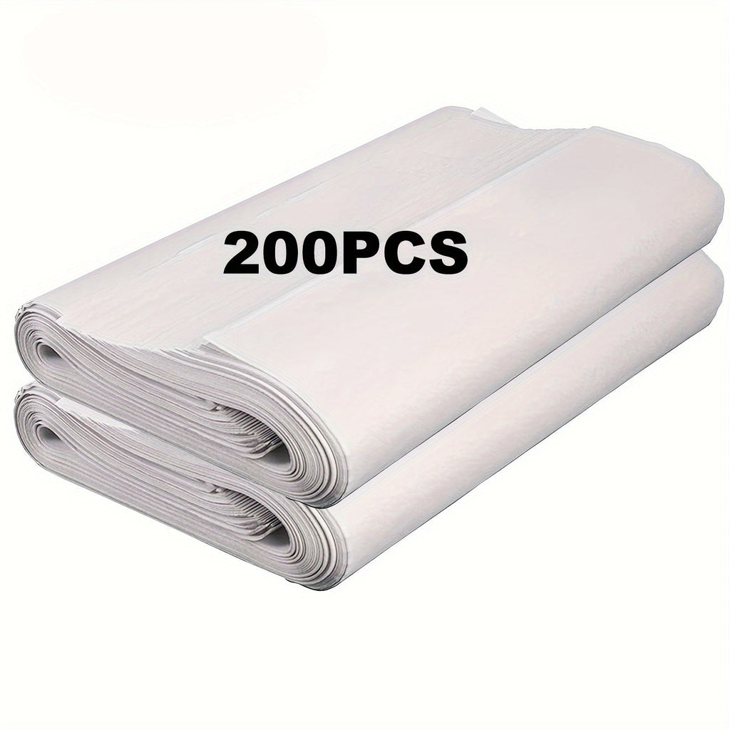 200-piece pack of large 27x15 inch white tear-resistant packing paper sheets for moving and storage.