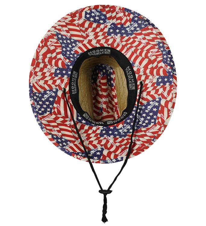 American Flag Lifeguard Straw Hat with Stretch Fit