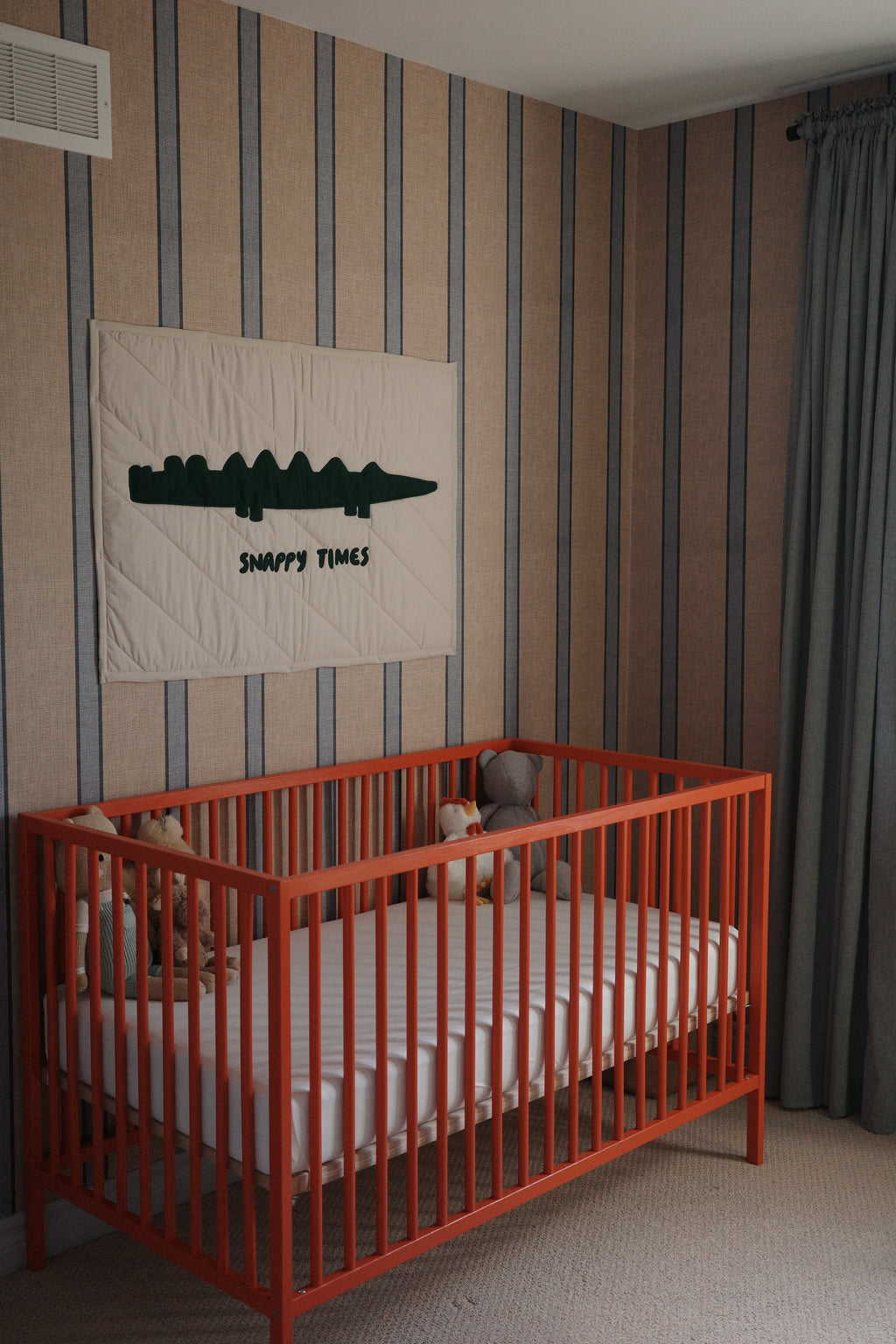 Lincoln Striped Wallpaper in Beige and Blue Coastal Style