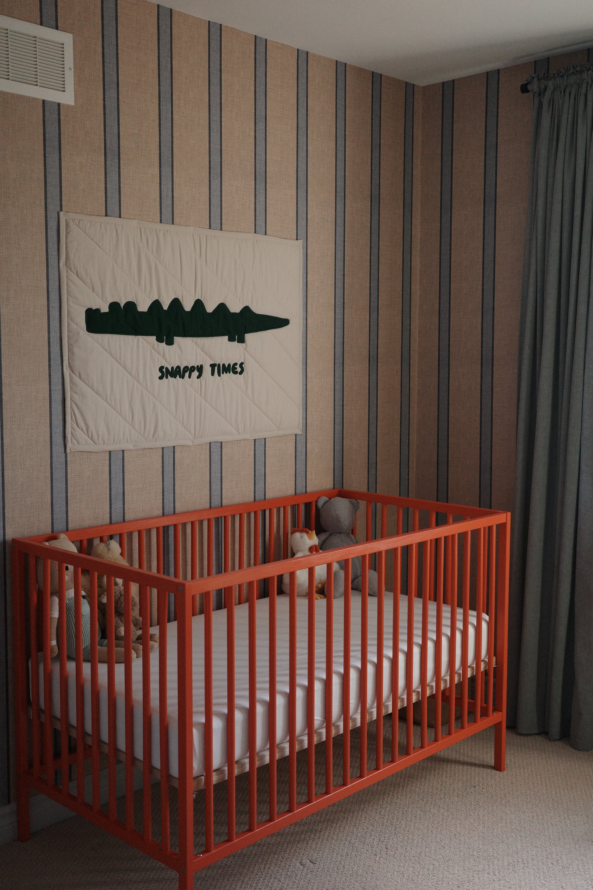Lincoln Striped Wallpaper in Beige and Blue Coastal Style
