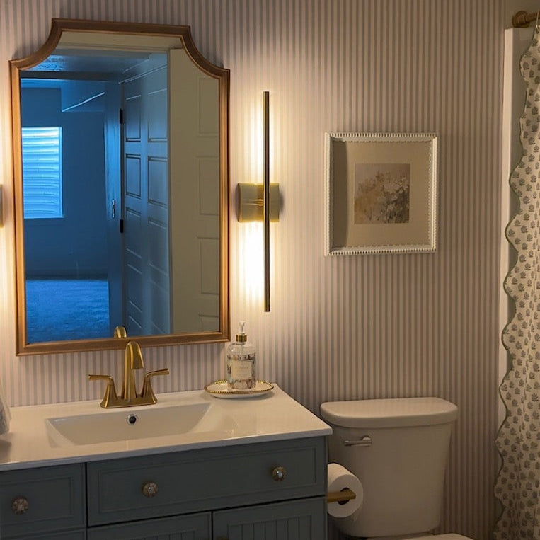 Meyer Pinstripe Wallpaper - Minimalist Neutral Beige & Cream