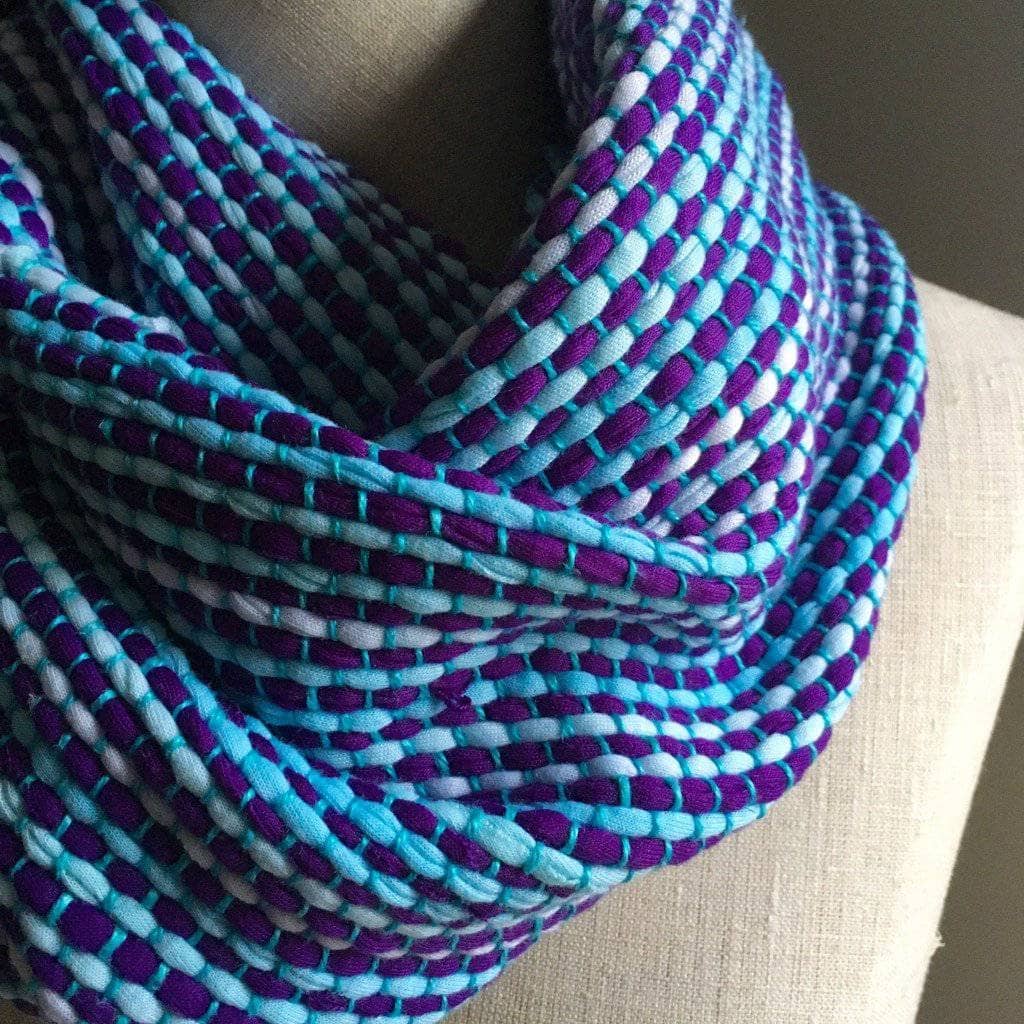UV Stripes Upcycled T-Shirt Scarf in Purple, Blue and Turquoise