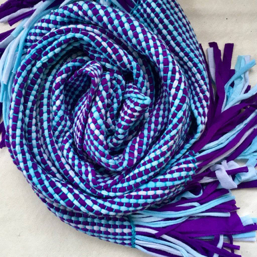 UV Stripes Upcycled T-Shirt Scarf in Purple, Blue and Turquoise