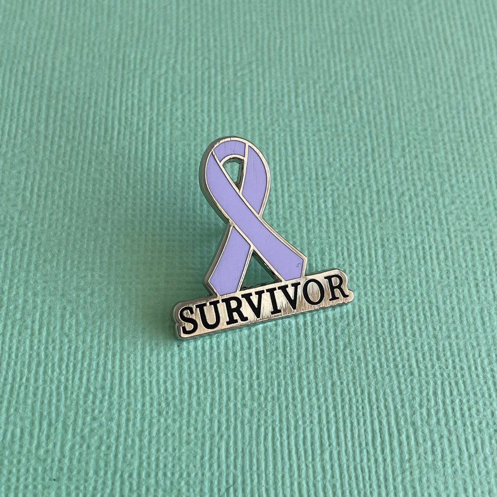 Violet Survivor Awareness Ribbon Enamel Pin - Hodgkin's Disease Support