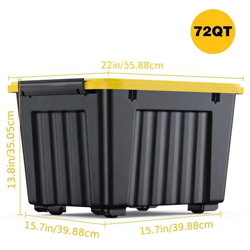 Heavy Duty 72/97QT Stackable Storage Box with Wheels & Lid