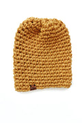 Crochet Simple Slouch Hat | Mustard Yellow Slouchy Beanie