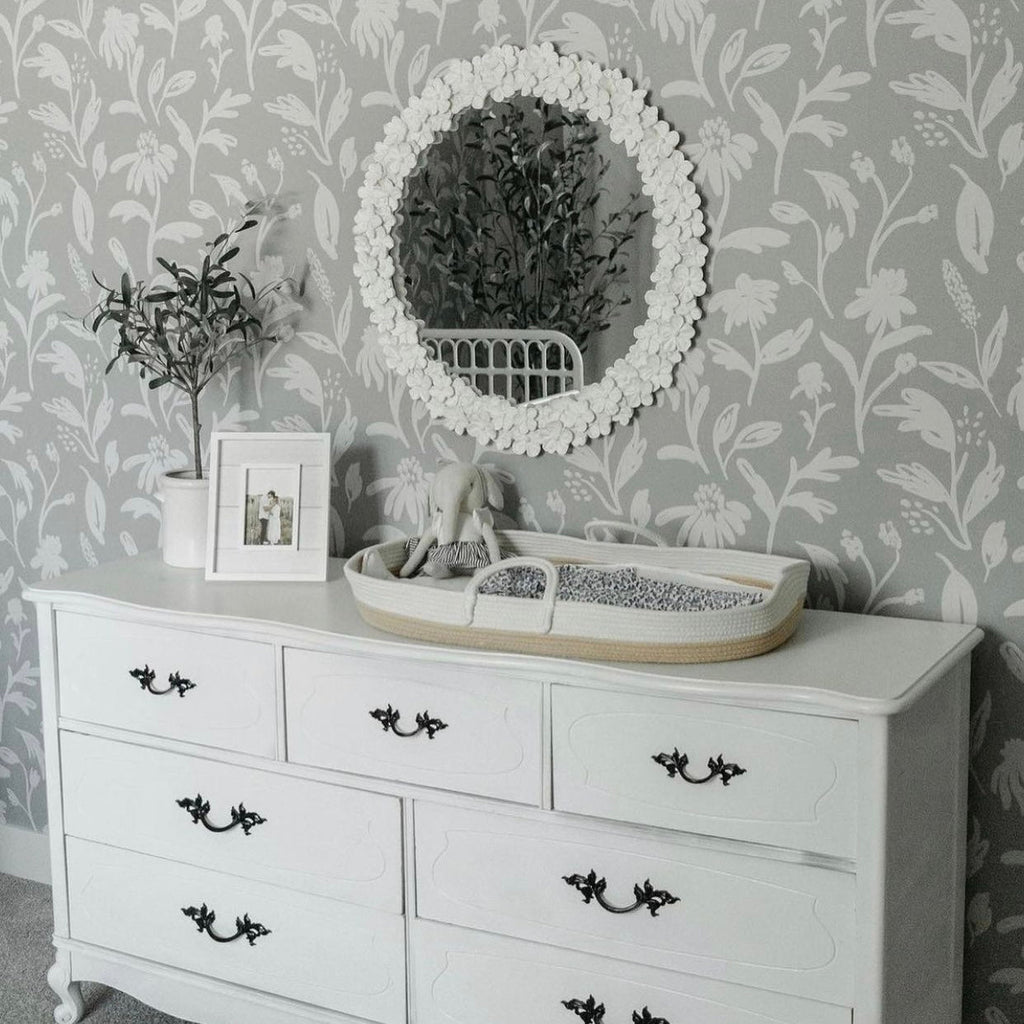 Margot Sage Green Floral Removable Wallpaper for Nursery Decor