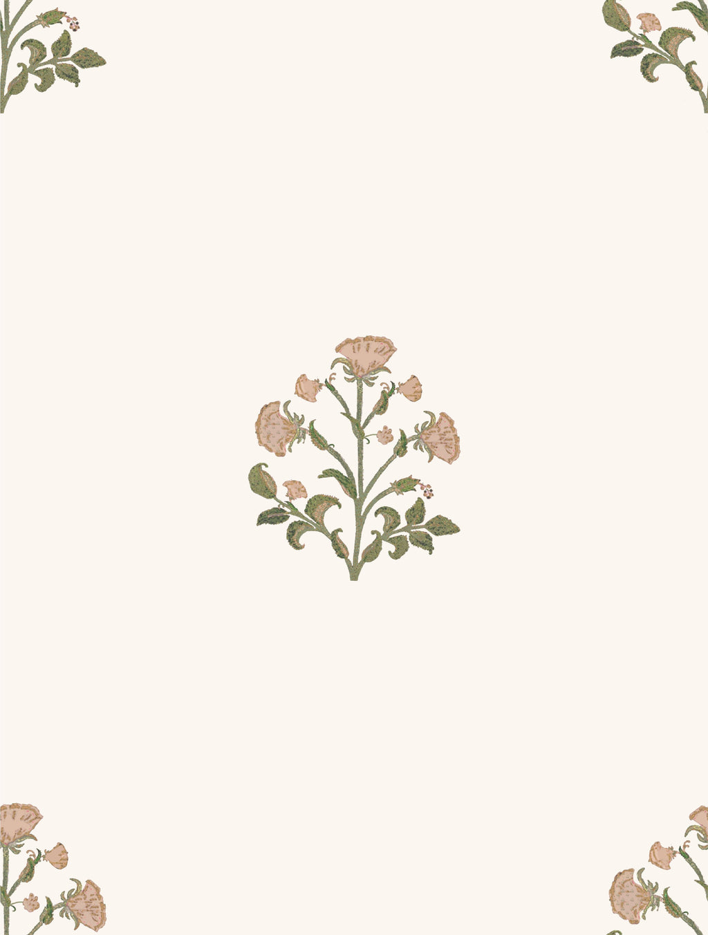 Ryia Floral Removable Wallpaper in Cream, Dusty-Pink and Muted-Green