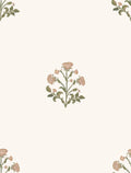 Ryia Floral Removable Wallpaper in Cream, Dusty-Pink and Muted-Green