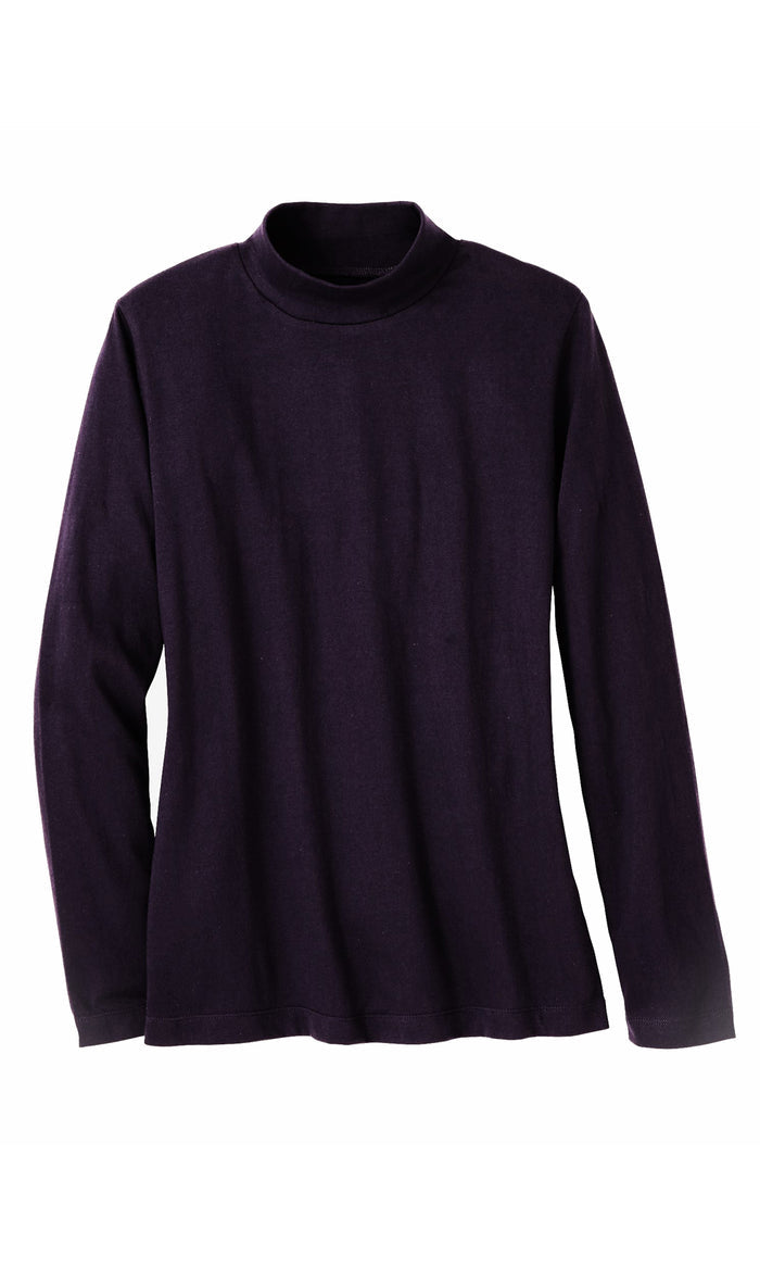 Women's Long Sleeve Mock Neck Top in Black White and Pink
