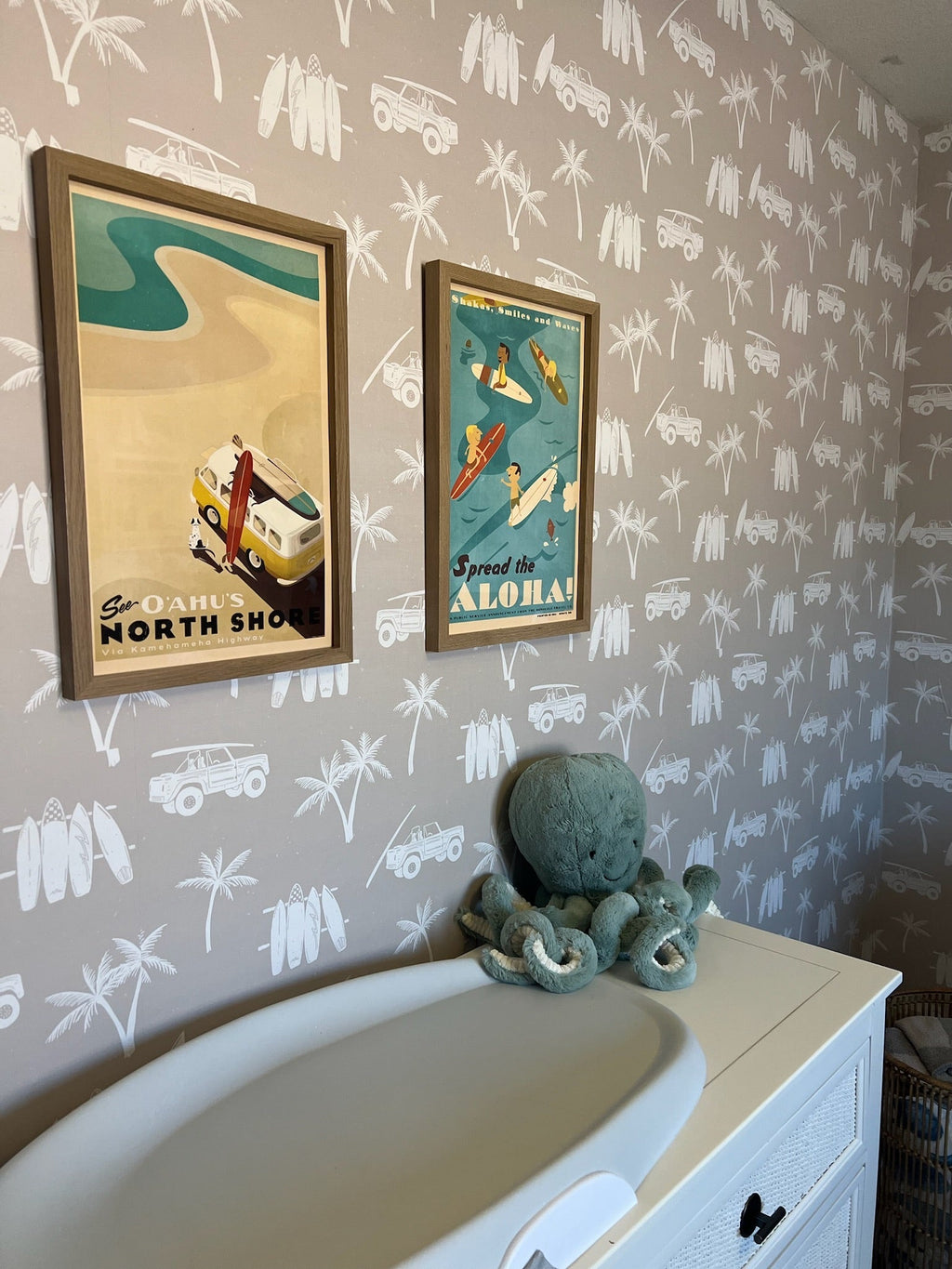 Hurley Removable Wallpaper in Beige, Olive-Green and Sage-Green