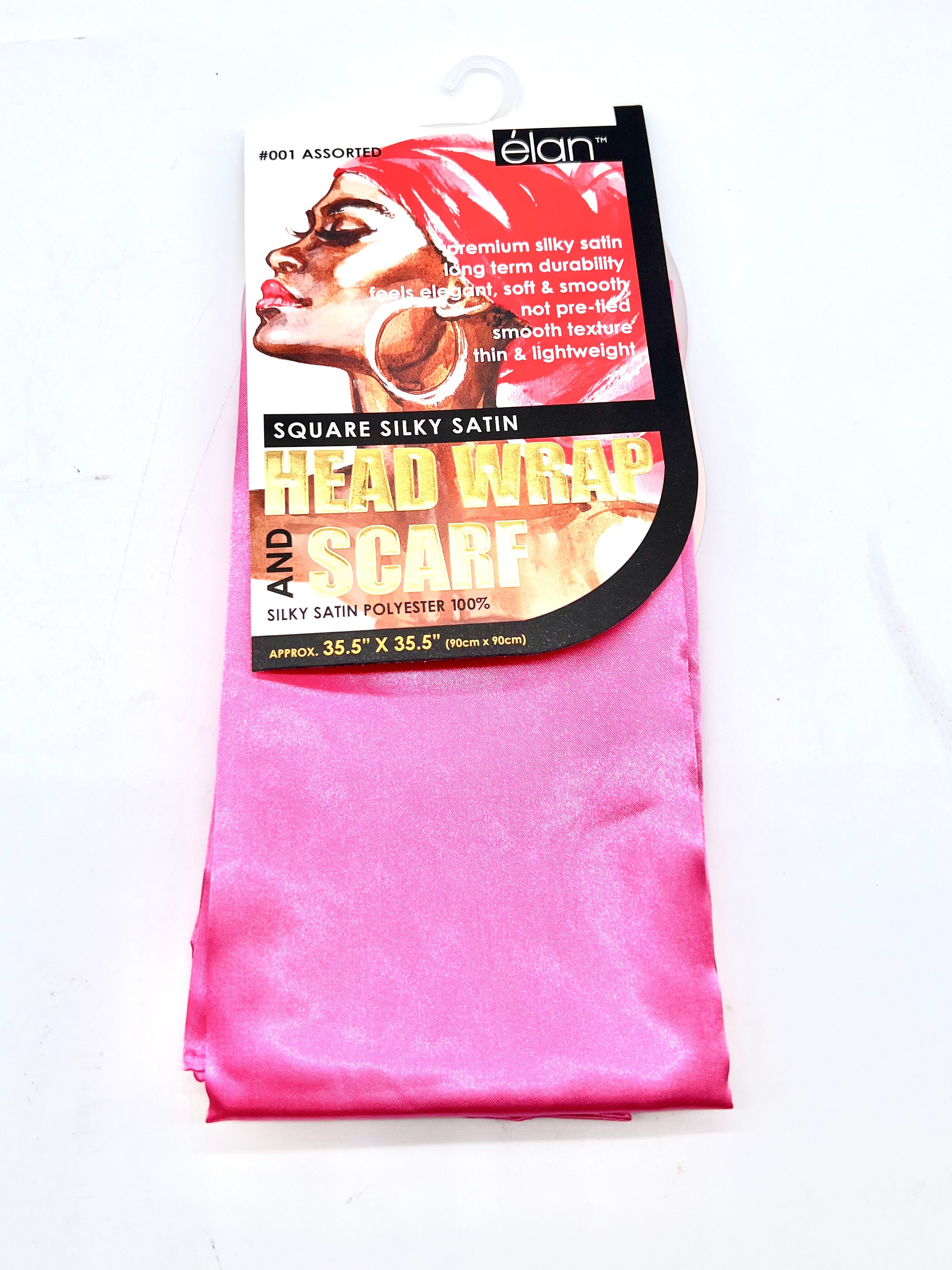 Red Silky Satin Head Wrap and Scarf 35.5-inch Square